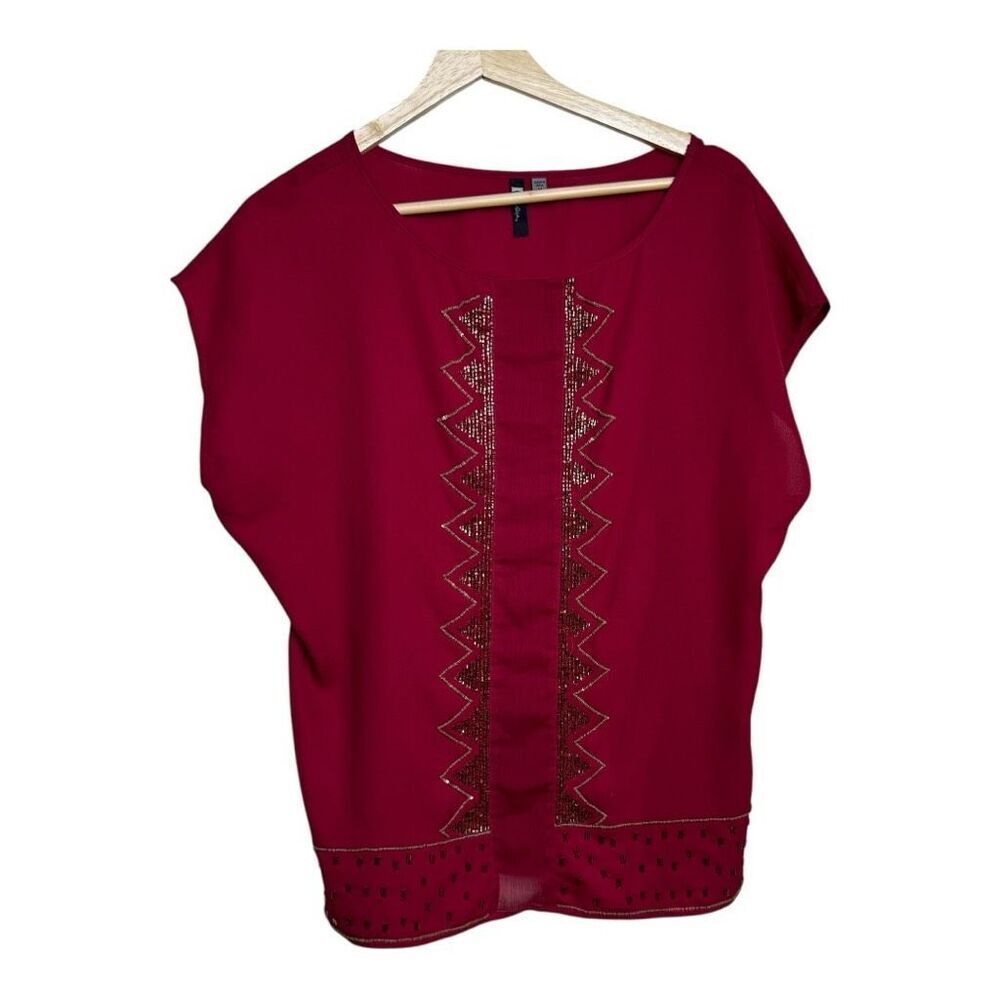 Kut from the kloth red short sleeve‎ blouse medium